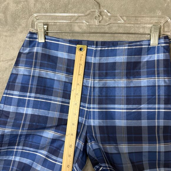 NWT Ralph Lauren Women's 2P Petite Plaid Blue 100% Silk Pants - Picture 5 of 11